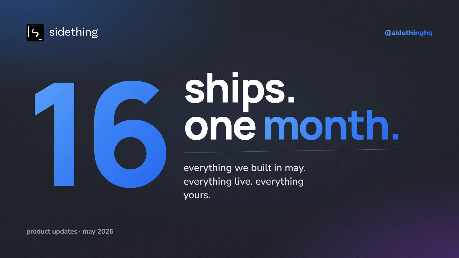 What We Shipped in May: 16 Things, All Evenings, All Live